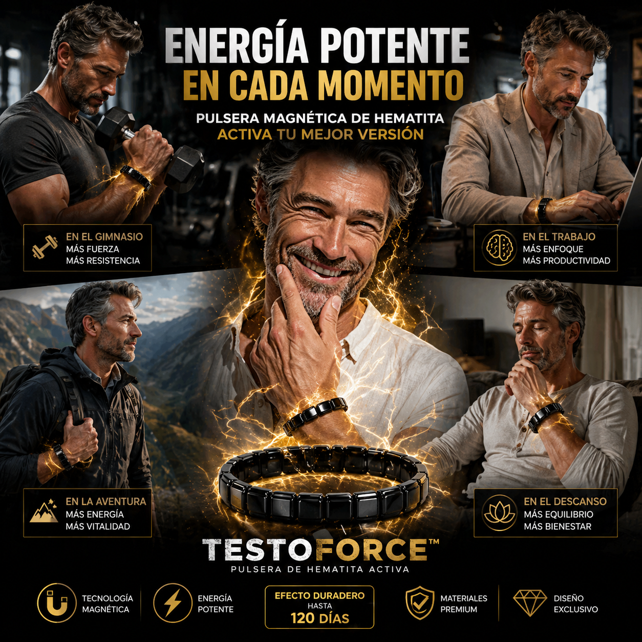 TestoForce™ Pulsera– Activa tu Energía Masculina Natural