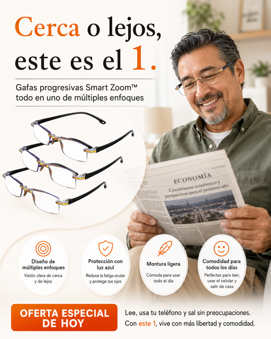 Smart Zoom™ Gafas Multifocales Inteligentes | Ve de cerca y de lejos con un solo par.