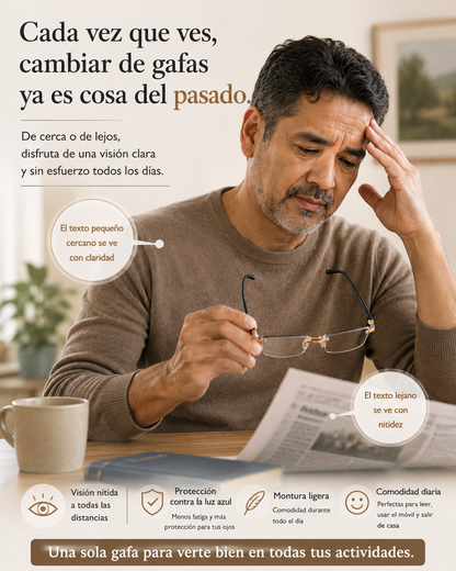 Smart Zoom™ Gafas Multifocales Inteligentes | Ve de cerca y de lejos con un solo par.